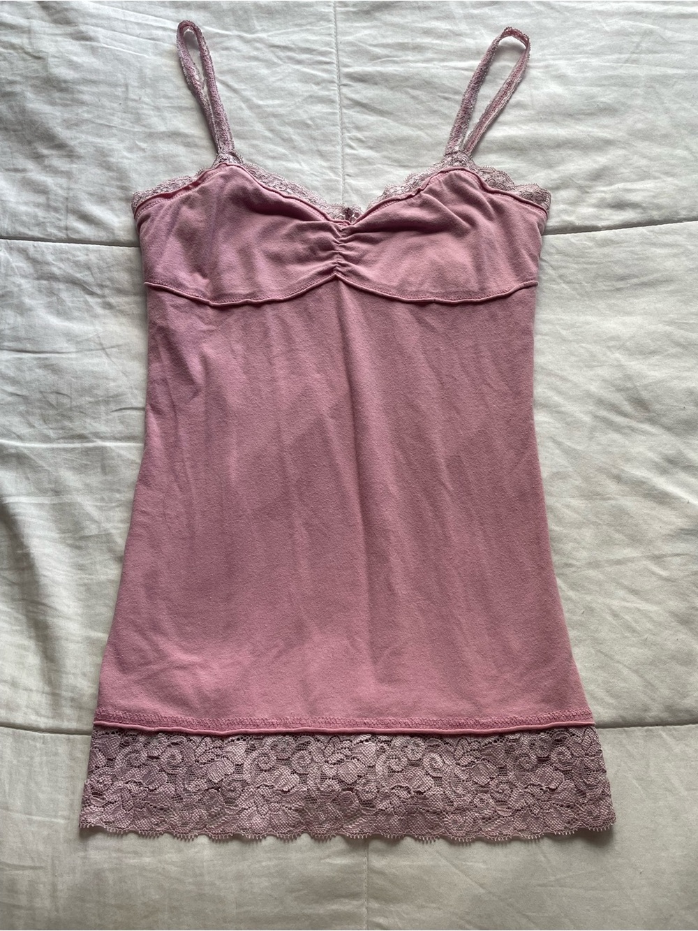 Charlotte Russe Y2K Dusty Rose Lace Trim Cami XS Balletcore Coquette Dainty Chic